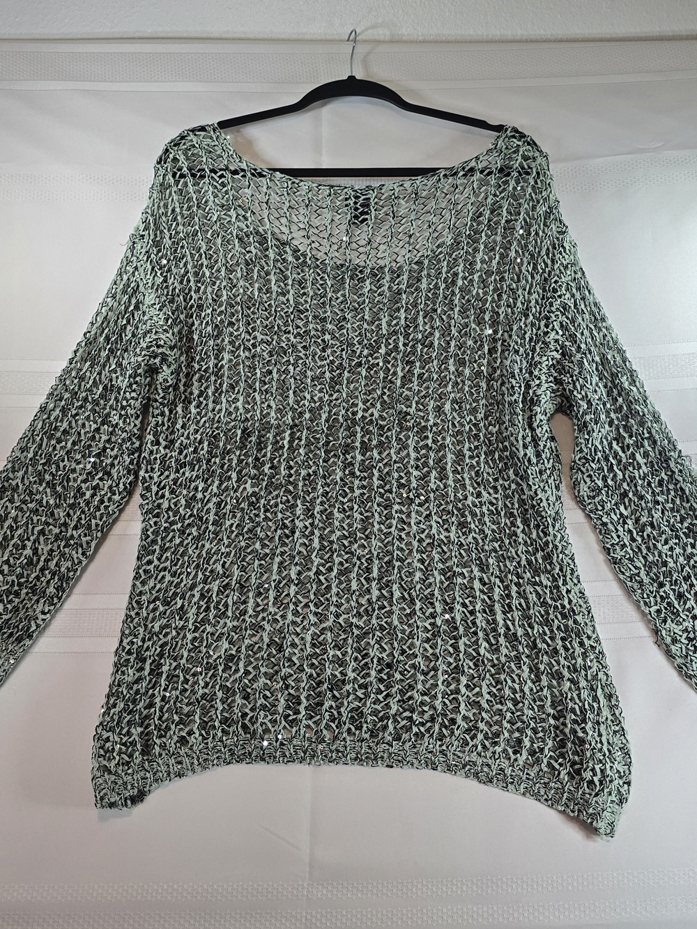 Daytrip Mint Green Open-Knit Scoop Neck Sweater